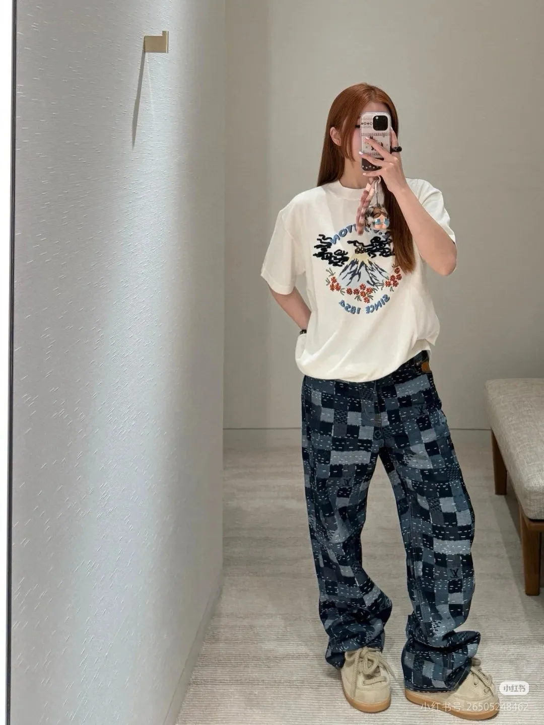 Louis Vuitton/Louis Vuitton Nigo joint letter embroidery jacquard pattern knitted short sleeves
